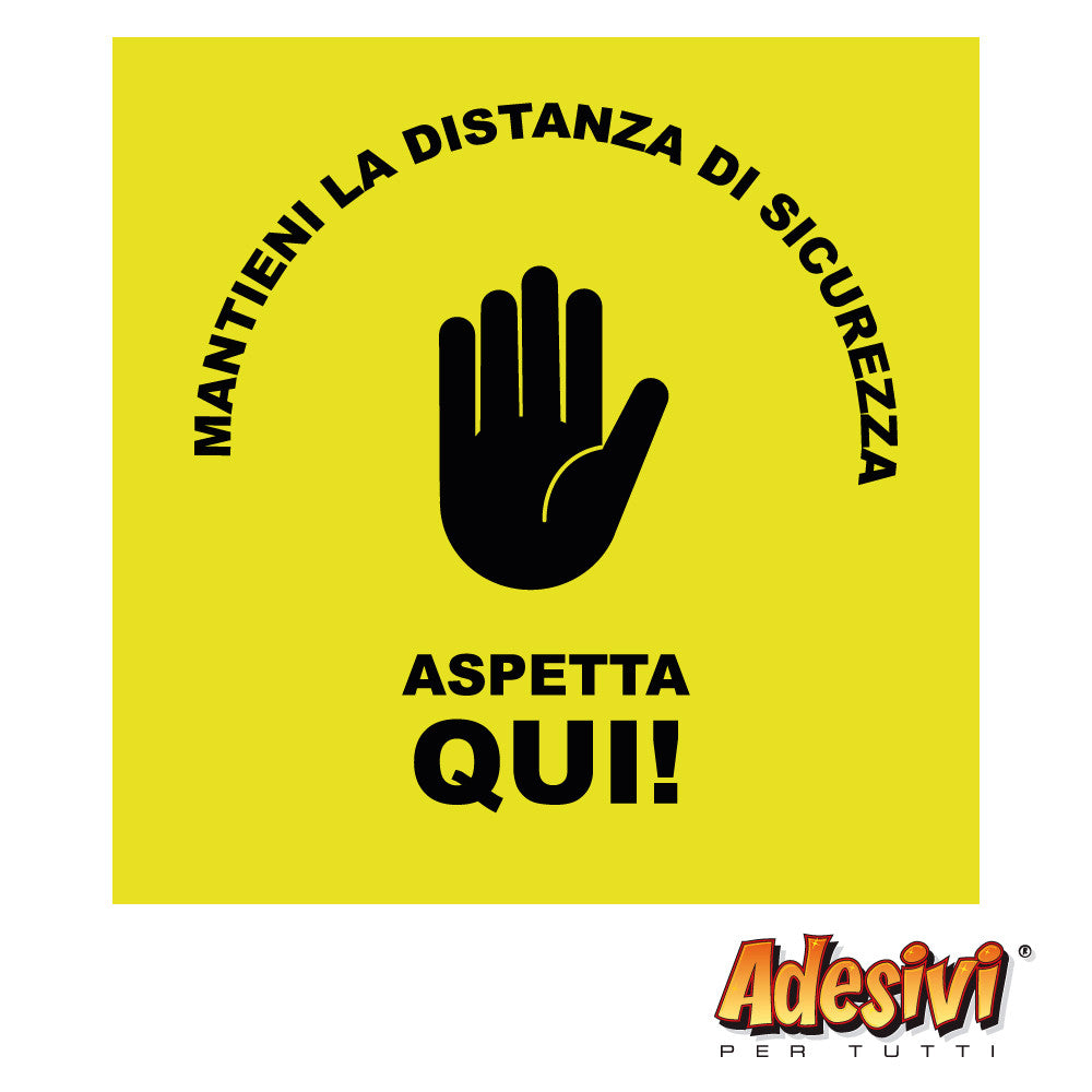 5 pz. aspetta qui quadrato - adesivo calpestabile -c23