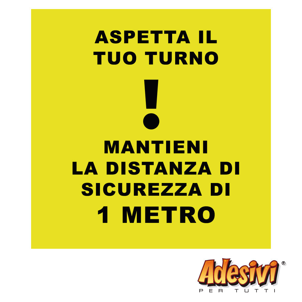 5 pz. aspetta il tuo turno quadrato - adesivo calpestabile -c25